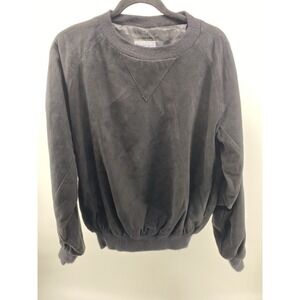 Bullock & Jones S.F. Mens Crewneck Black Lg Suede-Leather‎